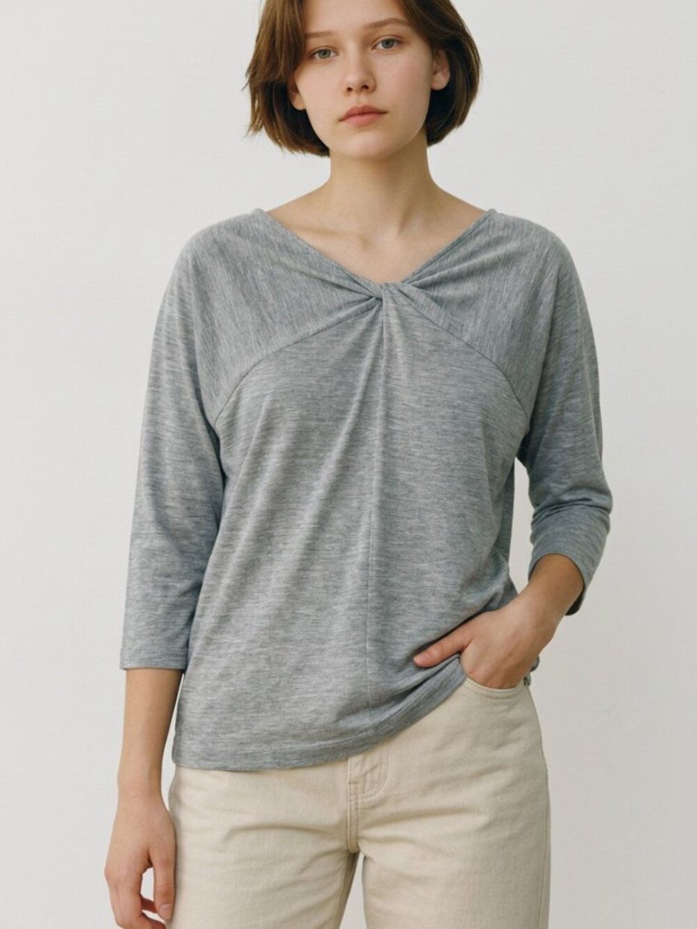Banana Republic Heather Gray Twist-Back Tunic